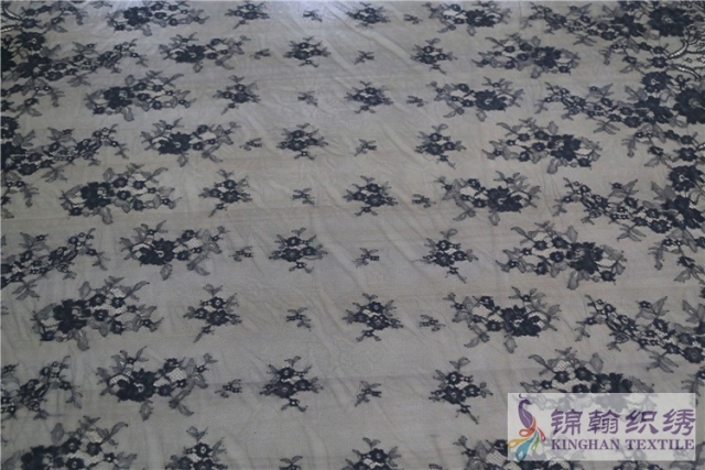 KHLF1011 Black Cut Eyelash Chantilly Lace Fabric