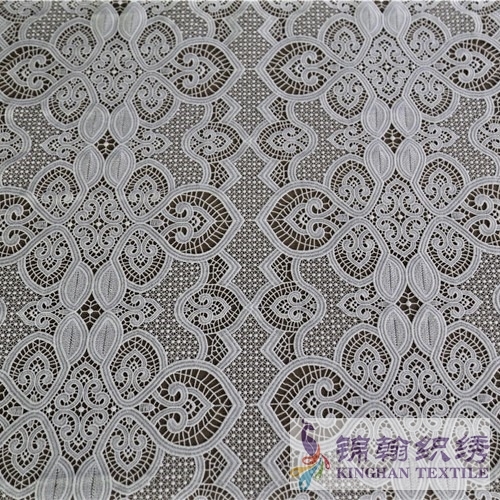 KHLF2008 White Floral Guipure Lace Fabric
