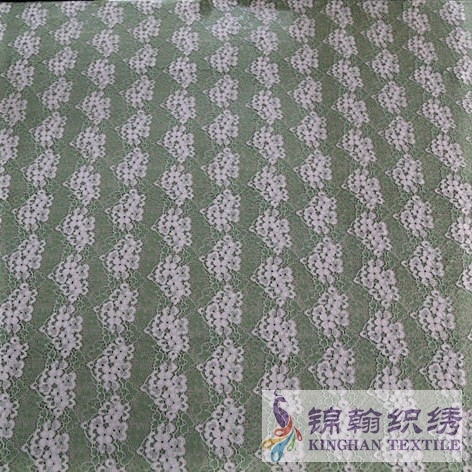 KHLF3010 Green Pink Two-tone Floral Corded Lace Fabric