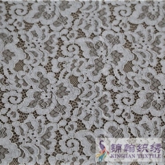 KHLF3008 White Gray Two-tone Floral Corded Lace Fabric