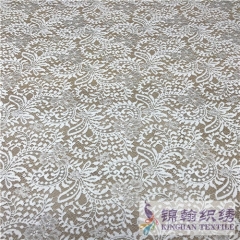 KHLF1014 White Pressure Yarn Eyelash Chantilly Lace Fabric