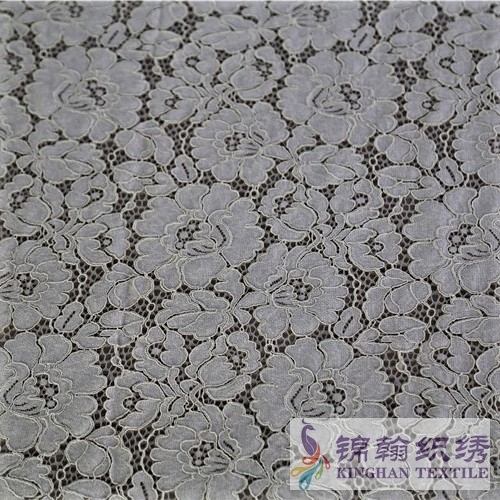 KHLF3003 Light Yellow Floral Corded Lace Fabric