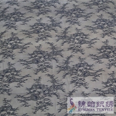 KHLF1009 Black Cut Eyelash Chantilly Lace Fabric