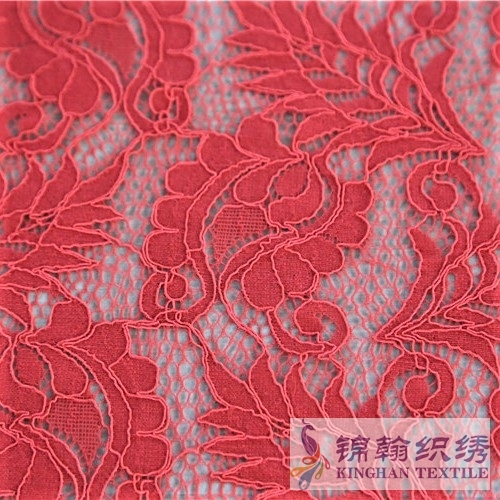 KHLF3004 Red Floral Corded Lace Fabric