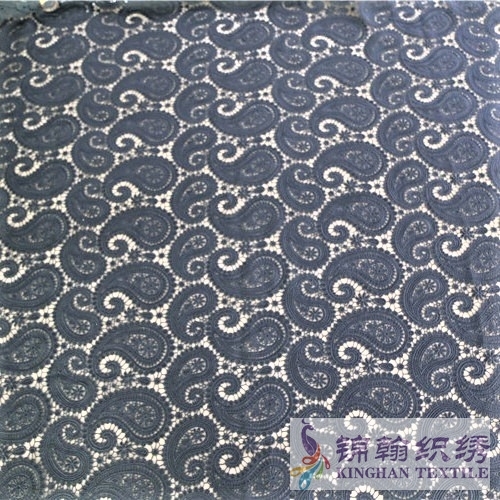 KHLF2002 Black Floral Guipure Lace Fabric