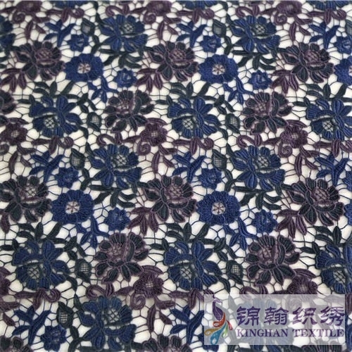 KHLF2023 Purple Blue Black Tricolor Floral Guipure Lace