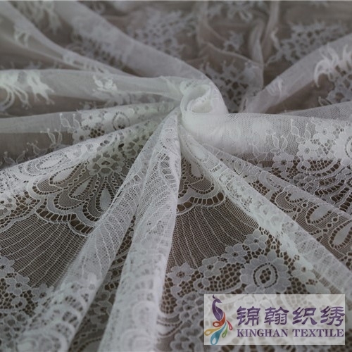 KHLF1007 White Cut Eyelash Chantilly Lace Fabric