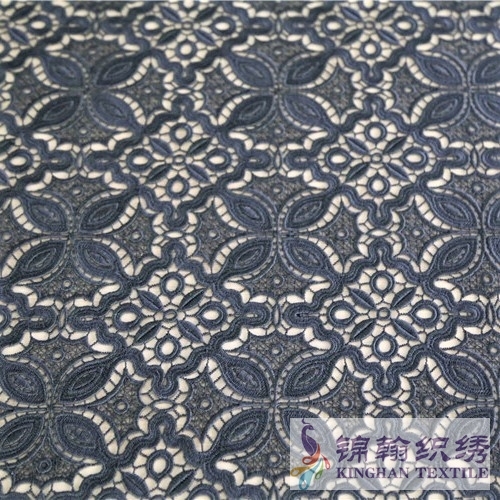 KHLF2003 Black Floral Guipure Lace Fabric