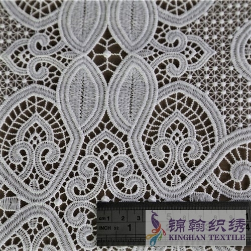 KHLF2008 White Floral Guipure Lace Fabric