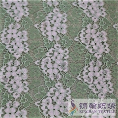 KHLF3010 Green Pink Two-tone Floral Corded Lace Fabric