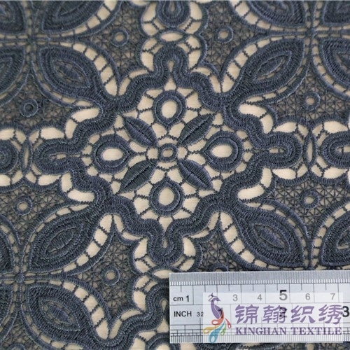 KHLF2003 Black Floral Guipure Lace Fabric