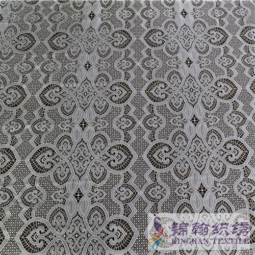 KHLF2008 White Floral Guipure Lace Fabric
