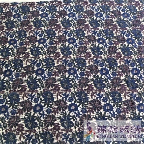 KHLF2023 Purple Blue Black Tricolor Floral Guipure Lace