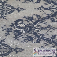 KHLF1010 Black Cut Eyelash Chantilly Lace Fabric