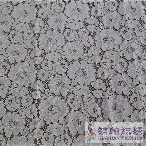 KHLF3003 Light Yellow Floral Corded Lace Fabric