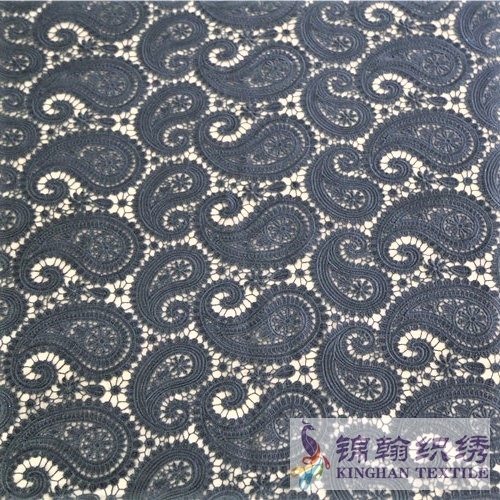 KHLF2002 Black Floral Guipure Lace Fabric