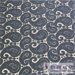 KHLF2002 Black Floral Guipure Lace Fabric