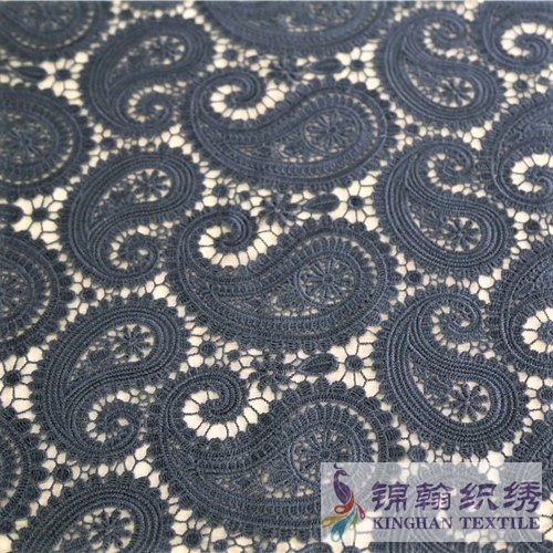 KHLF2002 Black Floral Guipure Lace Fabric