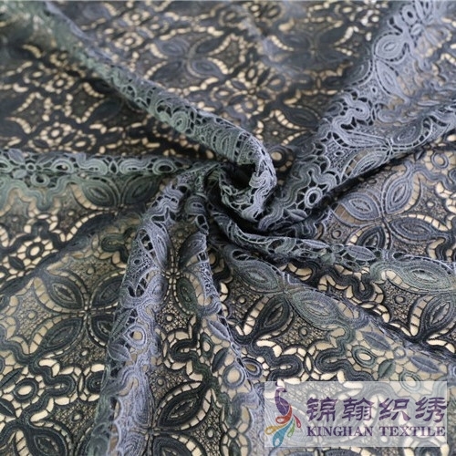 KHLF2003 Black Floral Guipure Lace Fabric