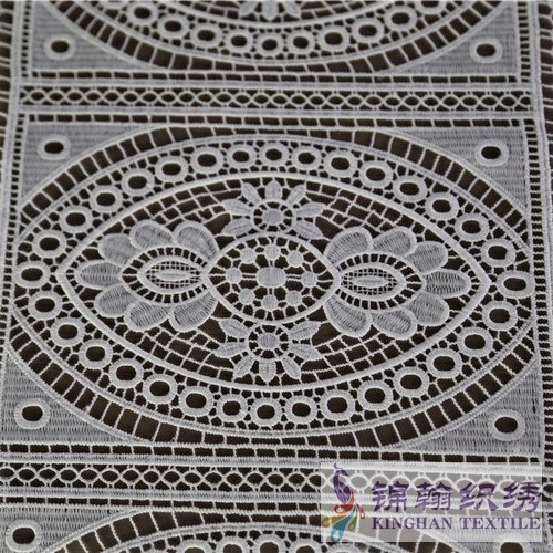 KHLF2005 White Micro Fiber Floral Guipure Lace Fabric