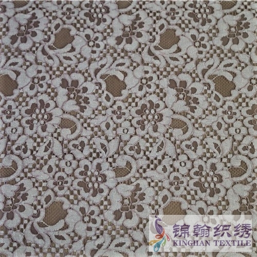 KHLF3007 Yellow Purple Two-tone Floral Corded Lace Fabric