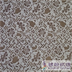 KHLF3007 Yellow Purple Two-tone Floral Corded Lace Fabric