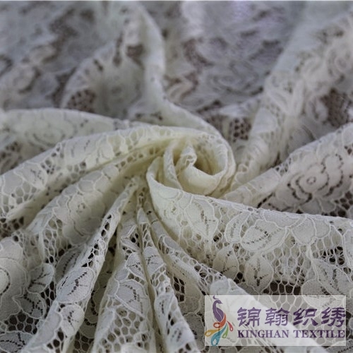 KHLF3014 Light Yellow Corded Lace Fabric