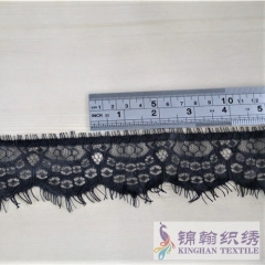 KHLT1032 6cm Black Eyelash Chantilly Lace Trim