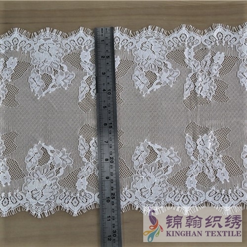 KHLT1030 28.5cm White Eyelash Chantilly Lace Trim