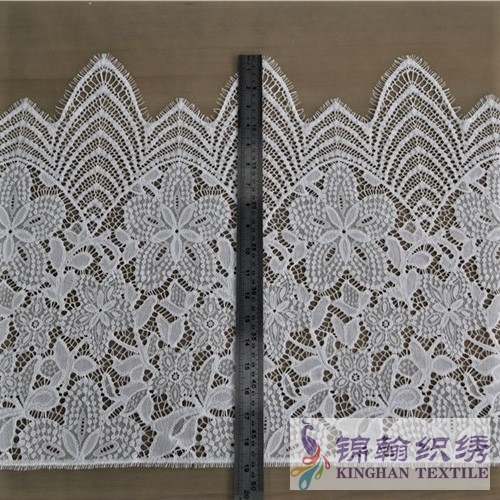 KHLT1001 45cm White Eyelash Chantilly Lace Trim