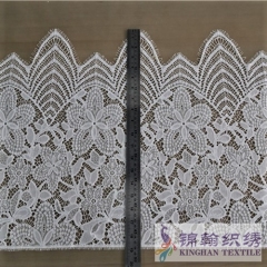 KHLT1001 45cm White Eyelash Chantilly Lace Trim