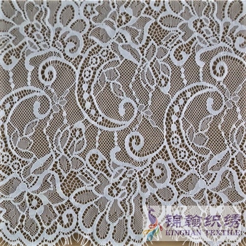 KHLT1004 26cm White Floral Eyelash Chantilly Lace Trim