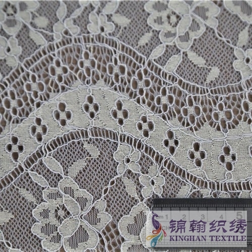 KHLF3023 Light Yellow Corded Lace Fabric