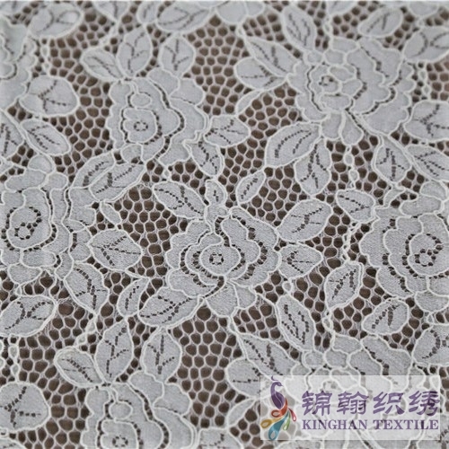 KHLF3014 Light Yellow Corded Lace Fabric