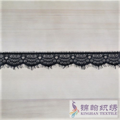 KHLT1032 6cm Black Eyelash Chantilly Lace Trim