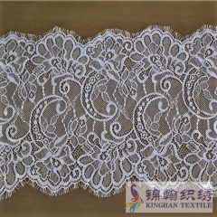 KHLT1004 26cm White Floral Eyelash Chantilly Lace Trim