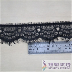 KHLT1032 6cm Black Eyelash Chantilly Lace Trim