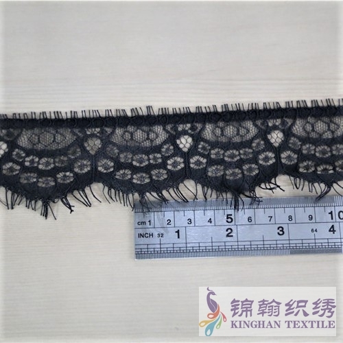 KHLT1032 6cm Black Eyelash Chantilly Lace Trim