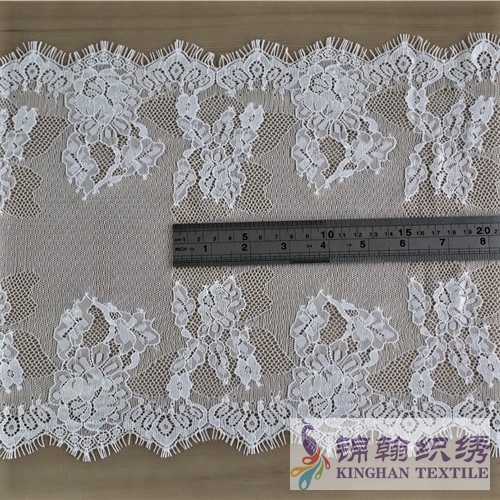 KHLT1030 28.5cm White Eyelash Chantilly Lace Trim