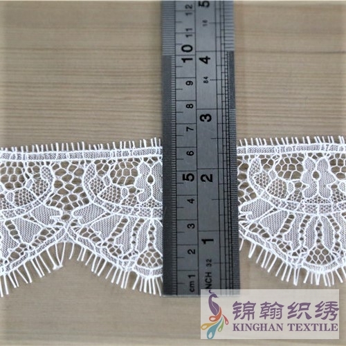 KHLT1026 6.5cm White Eyelash Chantilly Lace Trim