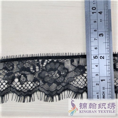 KHLT1027 5.5cm Black Eyelash Chantilly Lace Trim