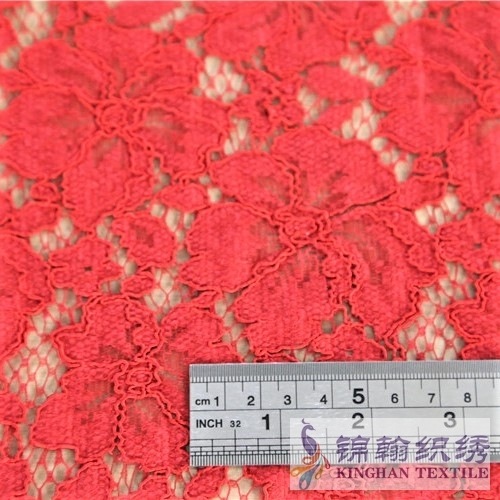 KHLF3015 Jujube Red Floral Corded Lace Fabric