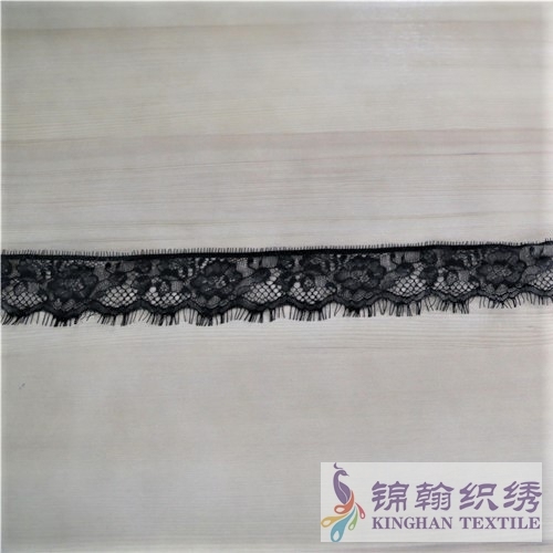 KHLT1027 5.5cm Black Eyelash Chantilly Lace Trim