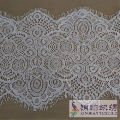 KHLT1005 20cm White Floral Eyelash Chantilly Lace Trim