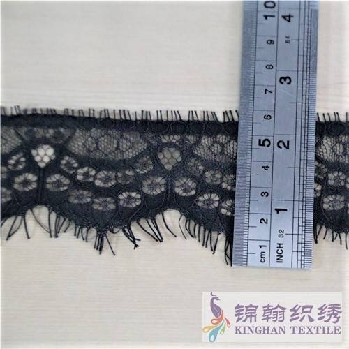 KHLT1032 6cm Black Eyelash Chantilly Lace Trim