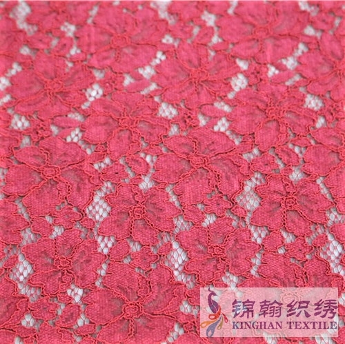 KHLF3015 Jujube Red Floral Corded Lace Fabric