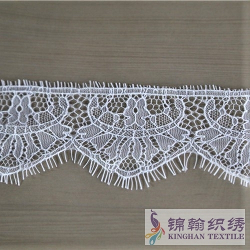 KHLT1026 6.5cm White Eyelash Chantilly Lace Trim