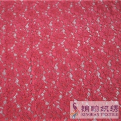 KHLF3015 Jujube Red Floral Corded Lace Fabric
