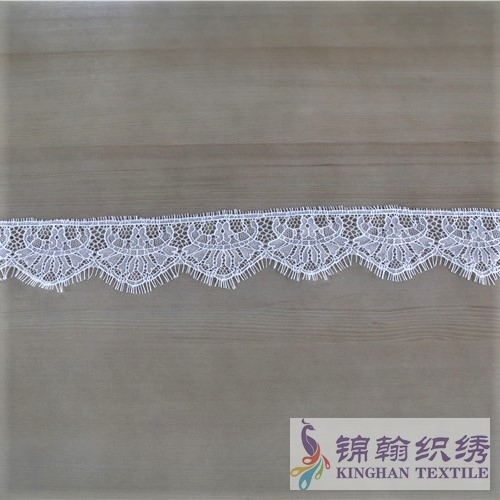 KHLT1026 6.5cm White Eyelash Chantilly Lace Trim