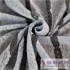 KHLF3018 Blue Black Two-tone Floral Corded Lace Fabric